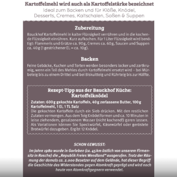 Bio Kartoffelmehl - vom Bauckhof - Produktbeschreibung